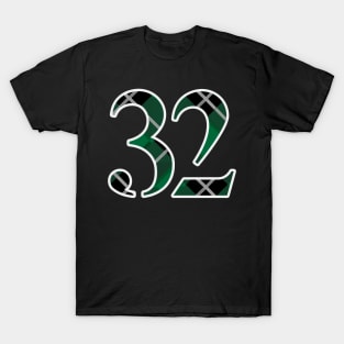 32 Sports Jersey Number Green Black Flannel T-Shirt